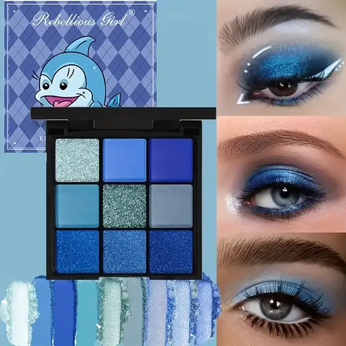 Palette de fards à paupières bleus à 9 grilles