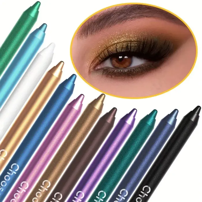 Ensemble de 12 stylos Eyeliner imperméables avec effets scintillants