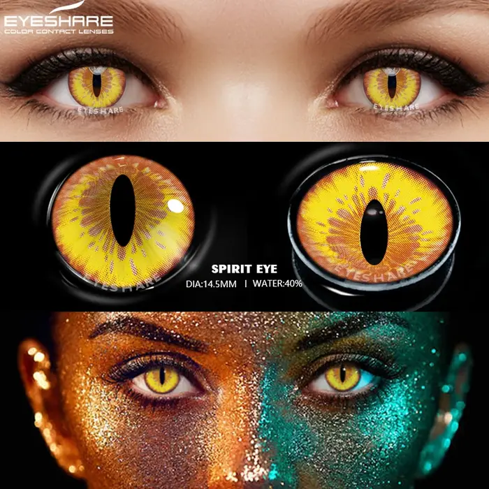 EYESHARE Cosplay lentilles de Contact colorées pour les yeux 2 pièces lentille de couleur jaune annu