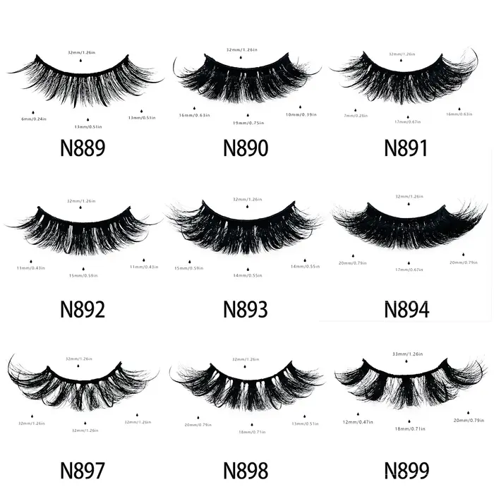 REDSIREN Faux cils en vison pointes vaporeux épais naturel pleine bande