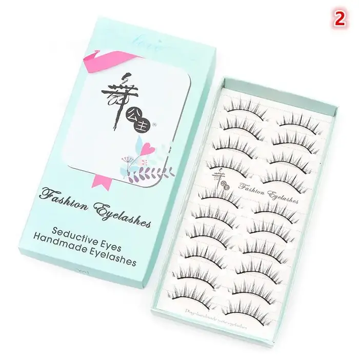 10 paires de faux cils naturels longs et effilés effet œil de chat, maquillage cosplay, cils croisés