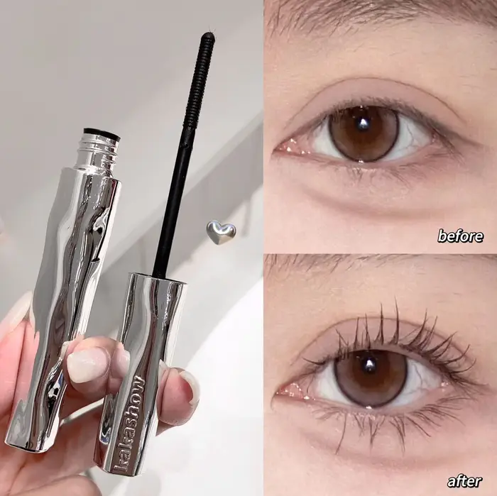 Kakashow Mascara – Cils volumisants, allongés et bouclés, sans grappes, imperméables, anti-taches, l