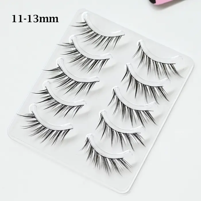5 paires de faux cils effet œil de chat/renard 11-13mm 3D vaporeux d'apparence naturelle