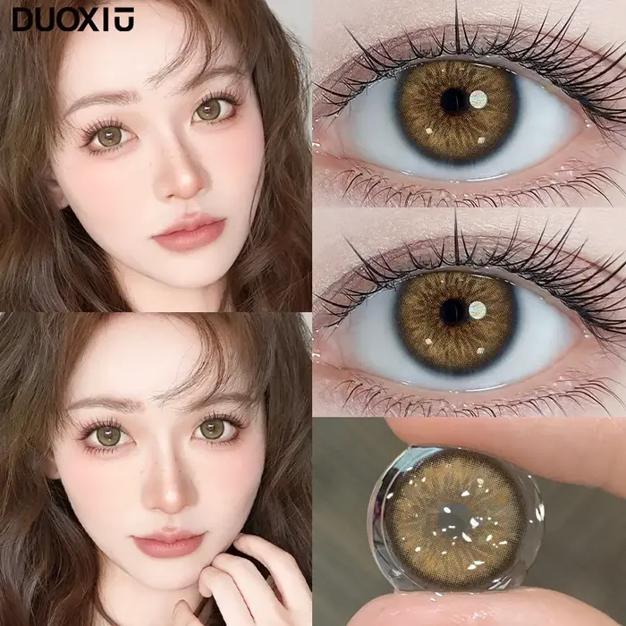 DUOXIU Lot de 2 nouvelles lentilles de contact colorées pour les yeux avec dioptrie