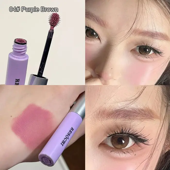 Mascara Sourcils Waterproof Longue Durée 4 Couleurs Violet-Brun