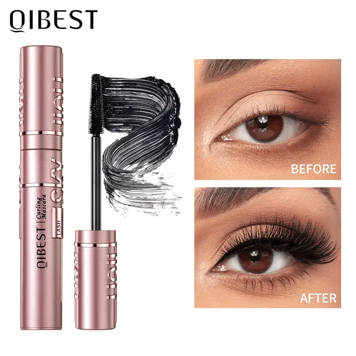 QIBEST nouvelle Fiber de soie Mascara noir imperméable longue durée Extension cils allongement Curling