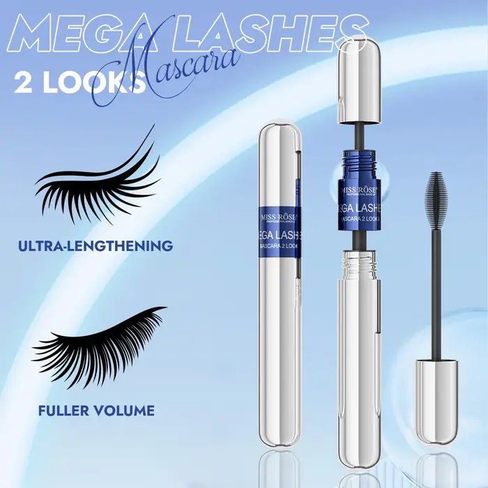 Ensemble de mascara noir MISS ROSE, mascara volumisant allongeant et recourbant à grande brosse, base de mascara waterproof, maquillage pour les yeux, cosmétique