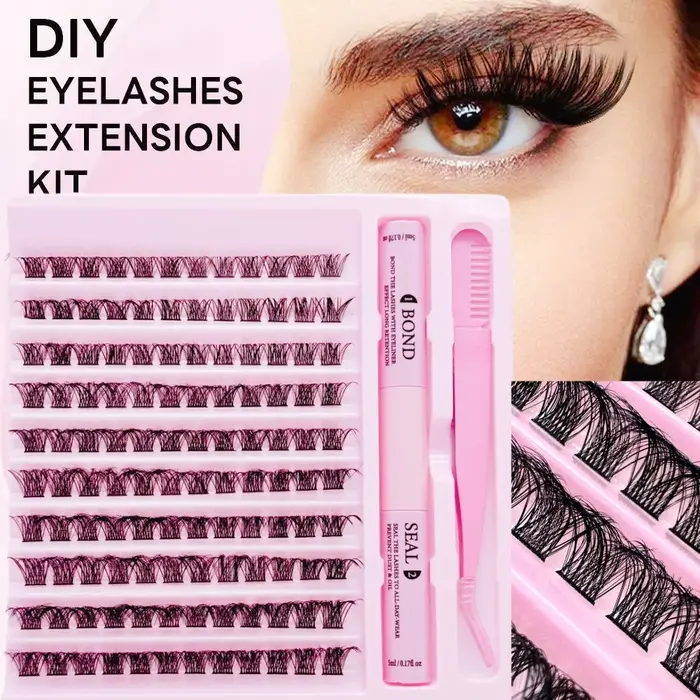 Ensemble de cils en grappe - Kit d'extension de cils DIY pour salon de coiffure |   Installation fac