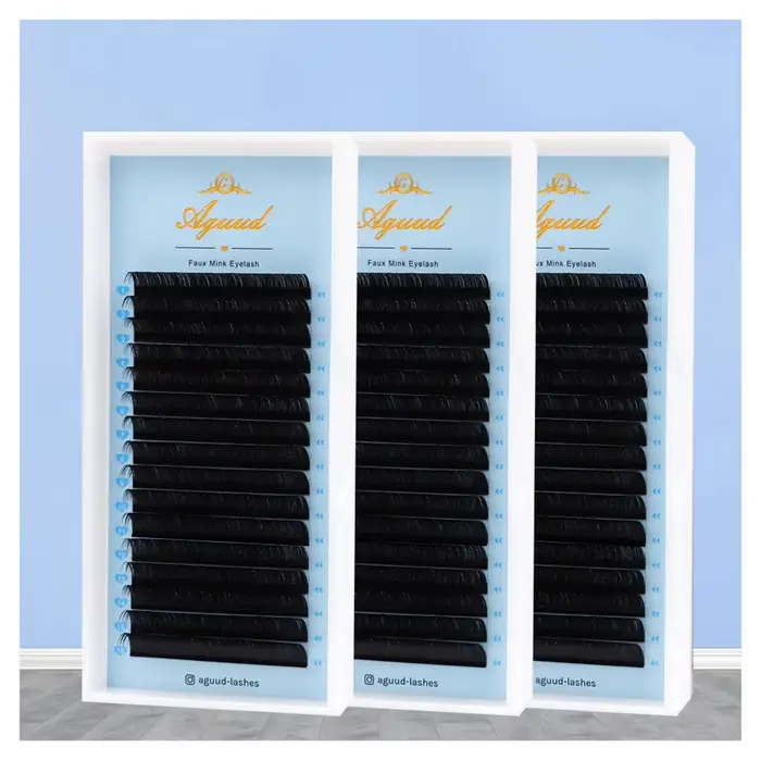 AGUUD noir mat Extension de cils individuelle Volume professionnel coréen PBT cachemire plateau d'ex