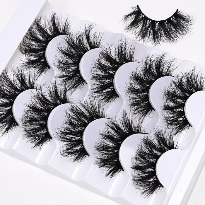 5 paires de faux cils en vison synthétique