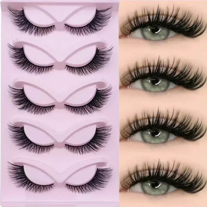 5 paires de cils yeux de chat cils longs Look oeil de chat cils vaporeux extrémité des yeux bande al