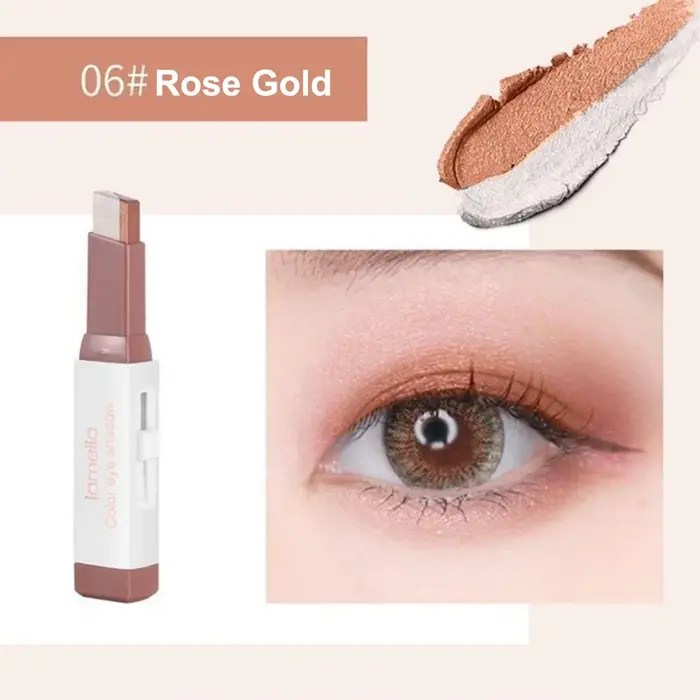 Nouveau bâton de fard à paupières Double couleur nacré imperméable fumé fard à paupières Bling ombre
