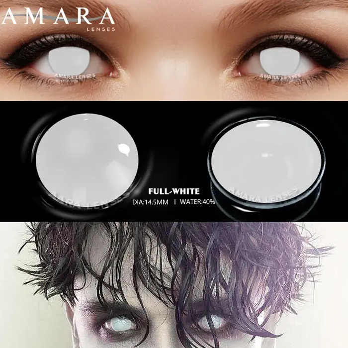 AMARA 1 paire Halloween nouveau Style Cosplay Anime couleur lentilles de Contact pour les yeux blanc noir 14.5mm