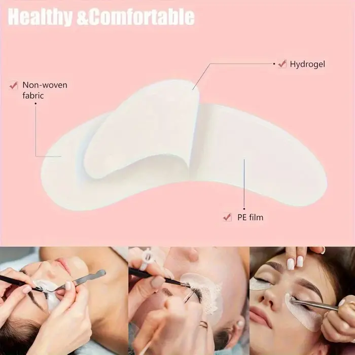 50 Paires de Patchs Hydrogel Anti-Peluches en Forme de U pour Extensions de Cils