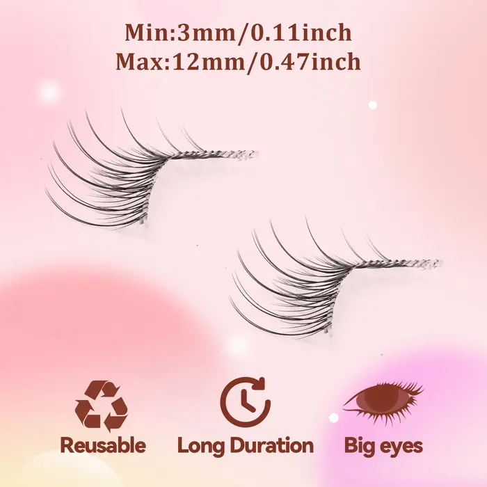 5 paires de faux cils, style naturel et transparent