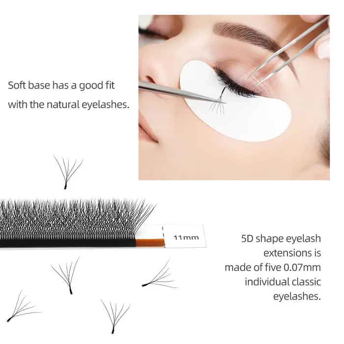 NAGARAKU Livraison Locale UE 5 Boîtes Extensions de Cils Pré-faits en Éventail Forme W Bloom 3D 4D 5