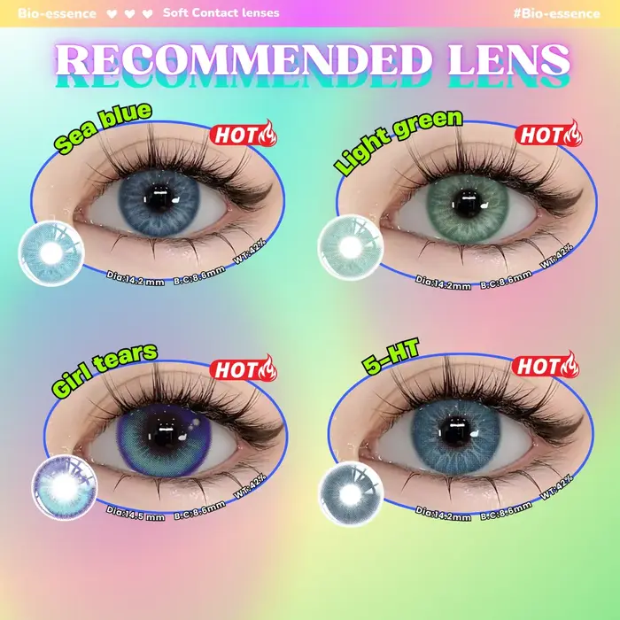 Bio-essense 2 pièces lentilles de Contact bleues pour les yeux