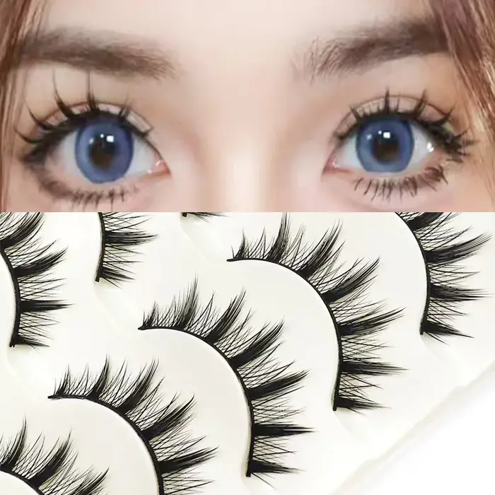 Cils noirs cils yeux de chat bande croisée faux cils naturel Long Cosplay maquillage 5 paires Extension de cils de vison Cilios