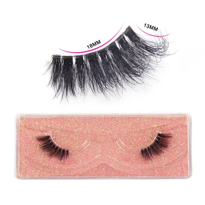 Maquillage Demi-cils Naturels Volumineux 3D en Vison avec Bande Transparente, Faux Cils Effilés H13