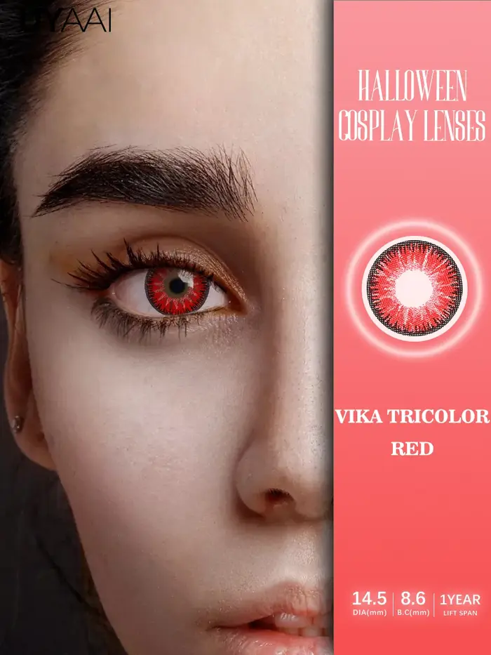 UYAAI Cosplay lentilles blanches Anime couleur des yeux noirs lentilles Halloween Vampire lentilles