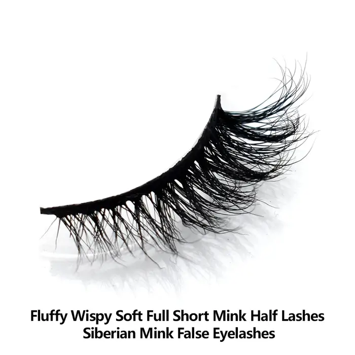 Demi-cils en vison, cils artificiels doux et moelleux