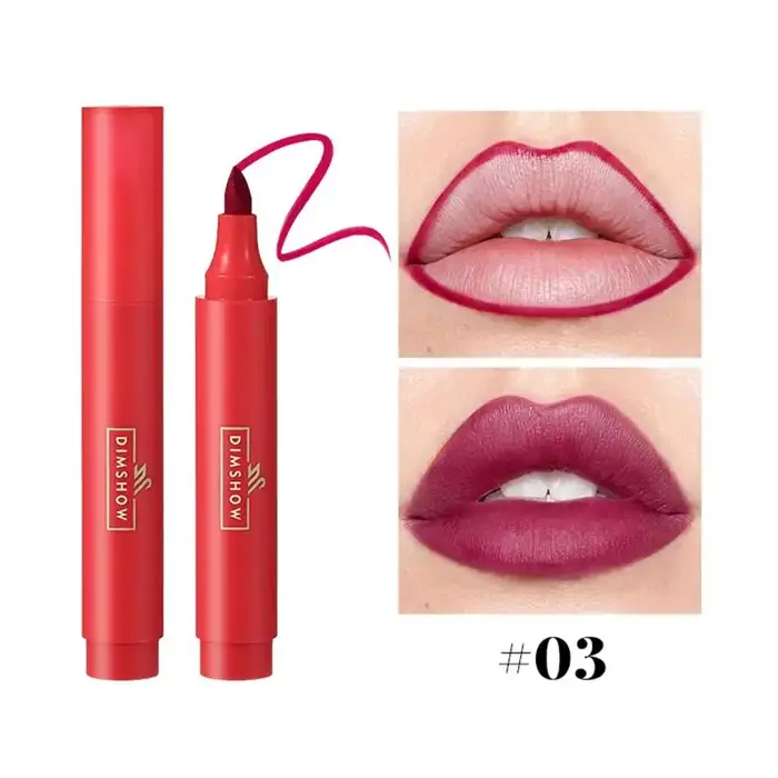 DIMSHOW Crayon à lèvres mat waterproof repulpant, rouge à lèvres teinté naturel rose nude, contour d