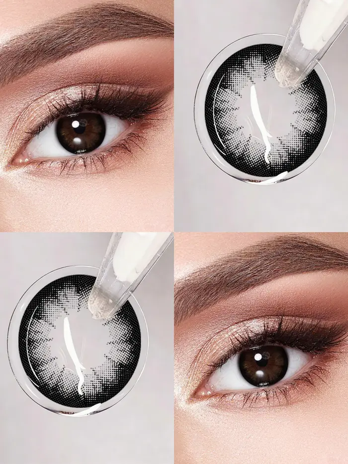 JARWAWA 1 Paire de Lentilles de Contact Colorées Coréennes Naturelles Effet Grandes Yeux Café Noir