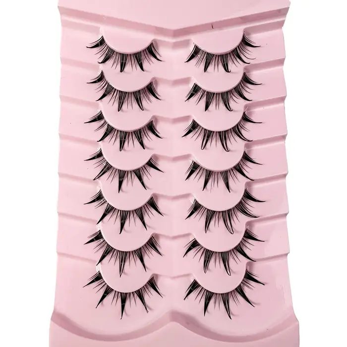 Faux Cils Naturels Doux et Croisés avec Bande Transparente