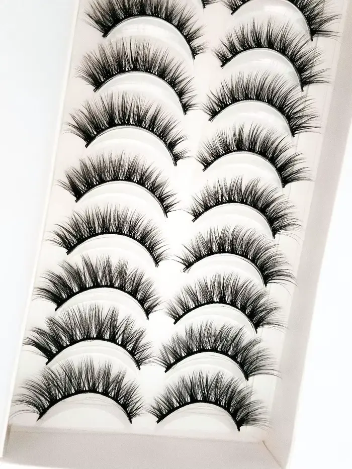 HBZGTLAD 10 paires Faux vison Faux cils naturel Long maquillage 3d vison cils Extension cils courts