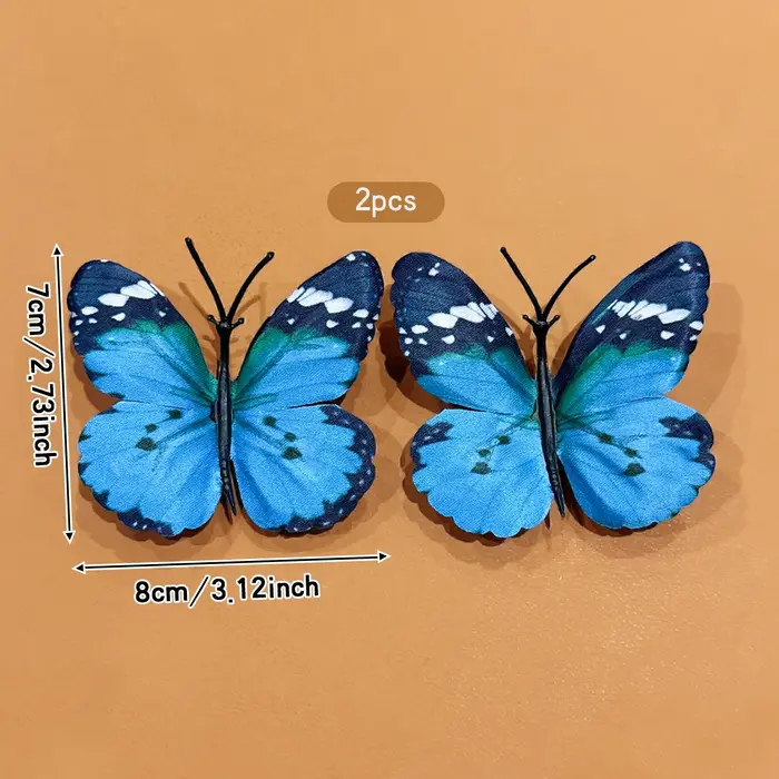 2 pinces à cheveux papillon fée bleu eau adaptées aux accessoires
