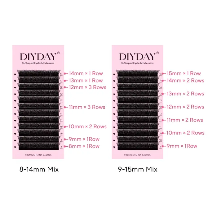DIYDAY Extension de cils en forme de U facile à appliquer Volume 3D Faux