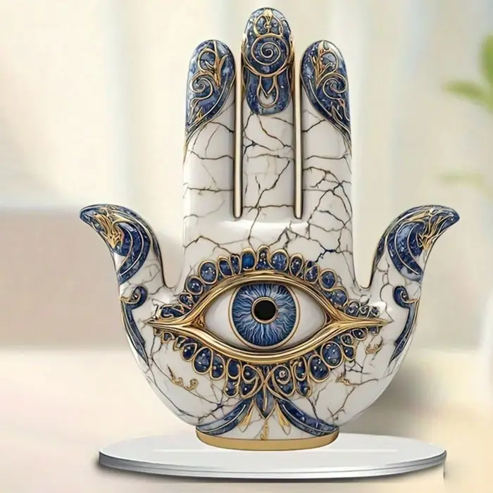 1 décor élégant en forme d'oeil avec motif bleu et or – Protection et vision symbolisantes