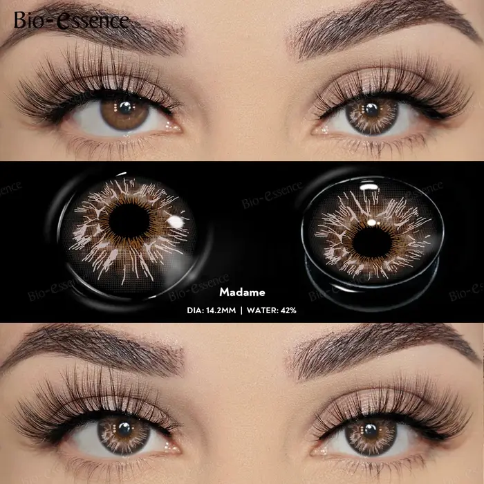 Bio-essence 1 paire de lentilles de contact colorées pour élèves, lentilles marron à la mode pour le