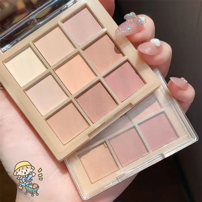 Palette de fards à paupières mats longue durée de 9 couleurs avec des nuances chaudes nues à rose-marron pour un look naturel au quotidien