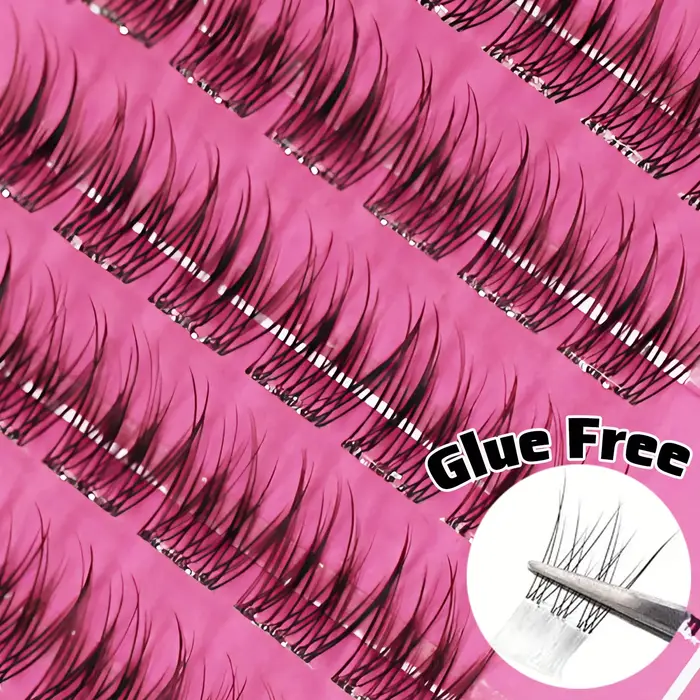 Faux cils auto-adhésifs, grappes de cils à pression, extensions de cils vaporeux, kit d'extension de