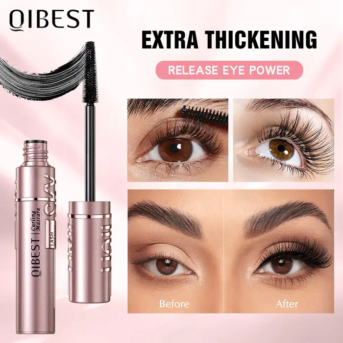 QIBEST nouvelle Fiber de soie Mascara noir imperméable longue durée Extension cils allongement Curling