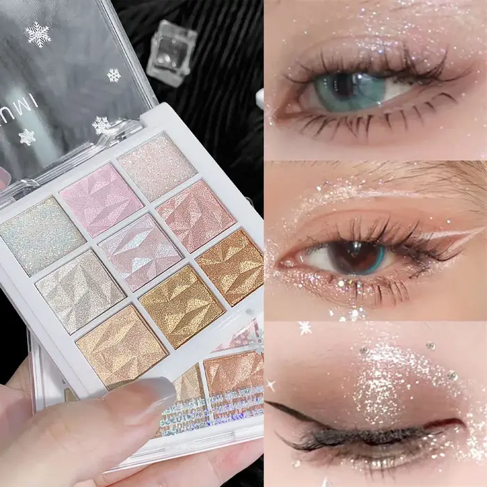 Palette de fards à paupières 9 couleurs scintillantes flocon de neige Dream Girl, fard à paupières n