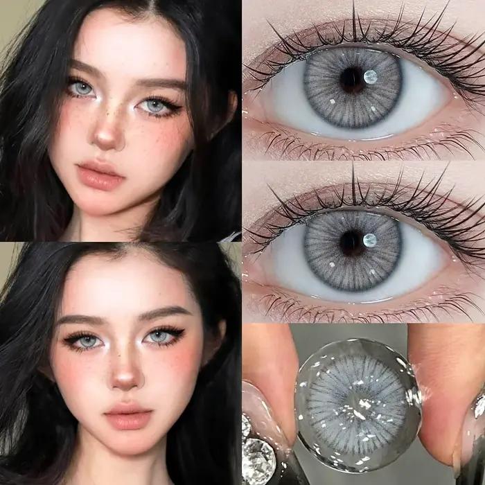 DUOXIU Lot de 2 nouvelles lentilles de contact colorées pour les yeux avec dioptrie, lentilles de be
