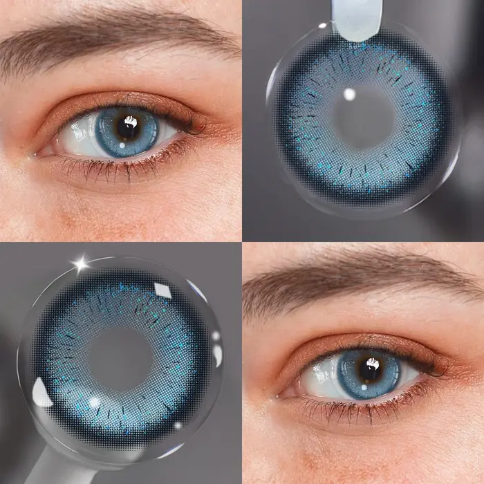 Visuashow Iris Lentilles de contact colorées bleues naturelles de conception coréenne