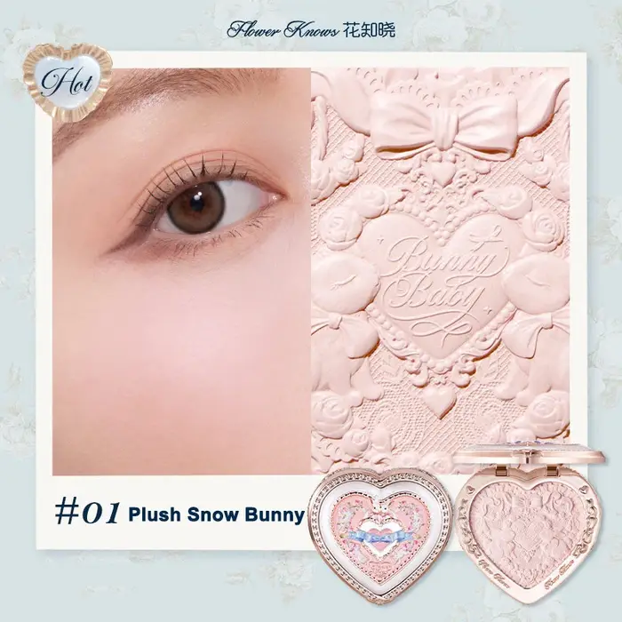 Flower Knows Bunny Garden Blush Poudré Gaufré Fini Mat Doux Longue Tenue Éclat Naturel Waterproof Mo