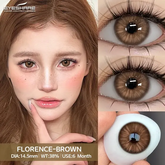 EYESHARE 1 paire série FLORENCE lentilles de contact colorées à la mode pour les yeux doux annuel Contacts bruns