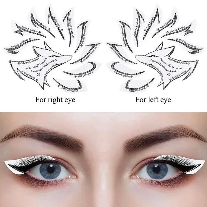 4 pièces/ensemble modèle Eyeliner pochoir de maquillage pour les yeux sourcils ombre à paupières
