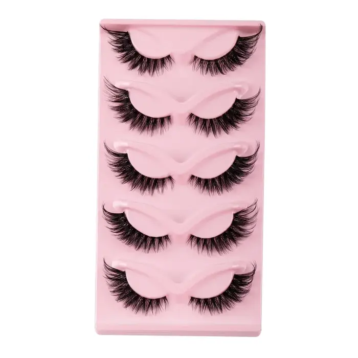 5 paires de faux cils œil de chat, cils naturels longs style manga, cils ailés allongés, faux cils pour maquillage