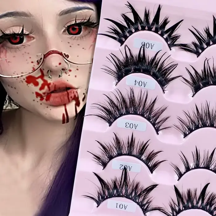 Faux cils cosplay féminins, maquillage coréen, nouveau style, pointes de support, cils 3D, cils mang