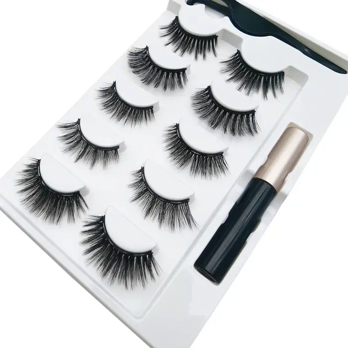 5 paires de faux cils magnétiques 8D