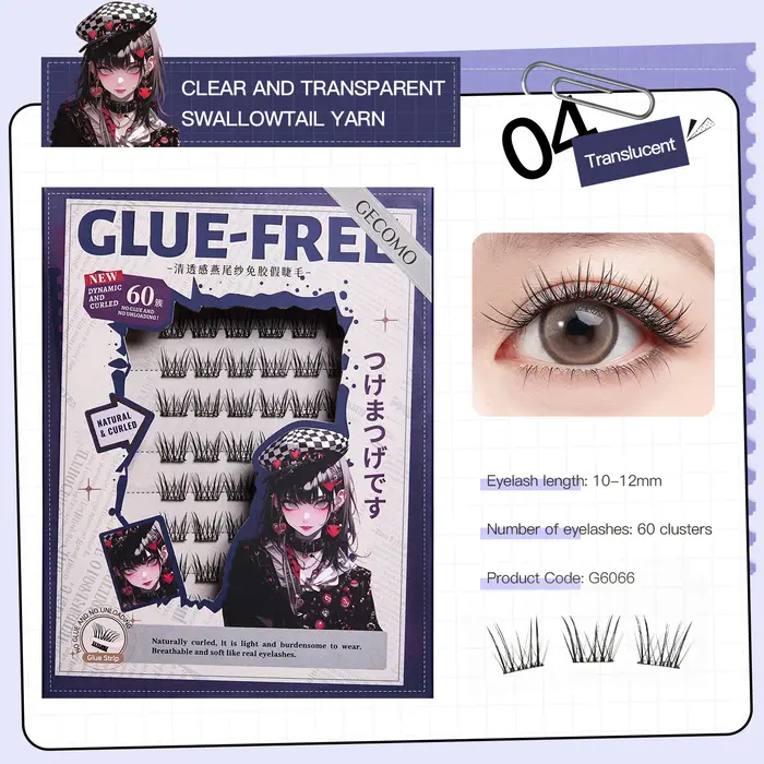 Faux-cils moelleux sans colle, 10 rangées, auto-adhésifs, segmentés, épais, naturels, faciles à util