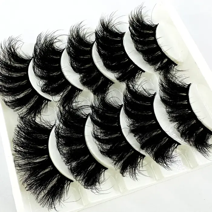 5 paires 25mm 8D cils de vison en vrac moelleux naturel Faux cils épais dramatique Faux cils de viso