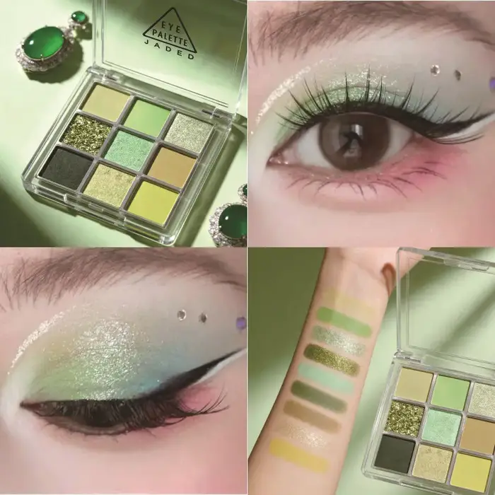 Palette de fards à paupières vert menthe 9 couleurs