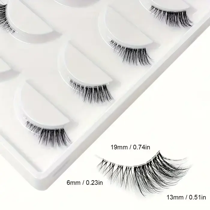 5 paires de demi-cils bouclés à l'aspect naturel - Ajoutez du volume et de la définition à vos yeux pour les rendez-vous