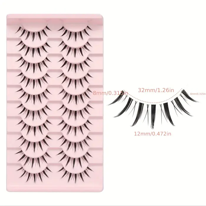 10 paires de faux cils avec sensation d'air naturelle